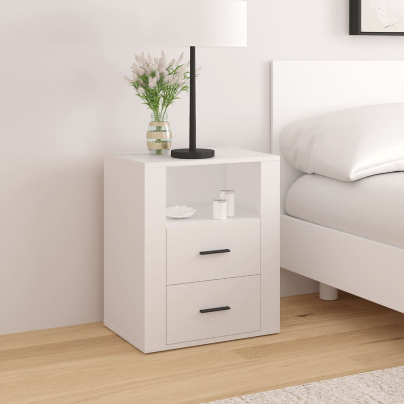 Jannika 50cm W Manufactured Wood Bedside Table, White