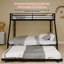 Lit superposé, tube carré à haute stabilité, avec échelle et lit gigogne roulant, look minimaliste, support robuste pour la maison, le dortoir et la chambre d'amis-1794088462-1794088691