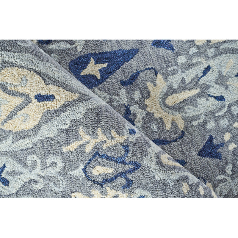 Sarasota Wool Ikat Area Rug, Rectangle 12' x 15', Gray/Light Blue