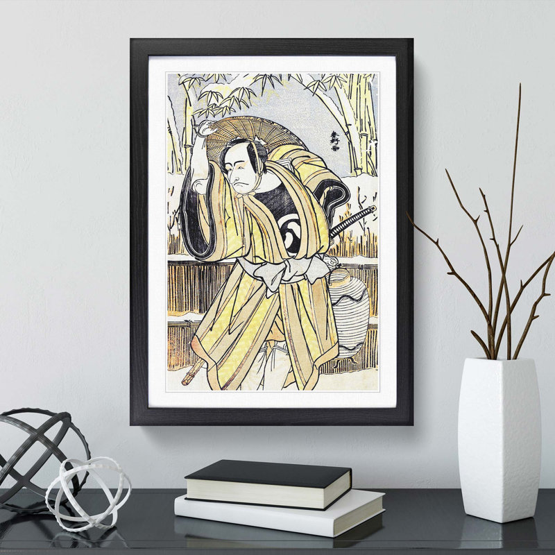 The Fifth Ichikawa Danjuro by Katsukawa Shunko - Picture Frame Painting Print, Black Framed, 65cm H x 48cm W x 2cm D