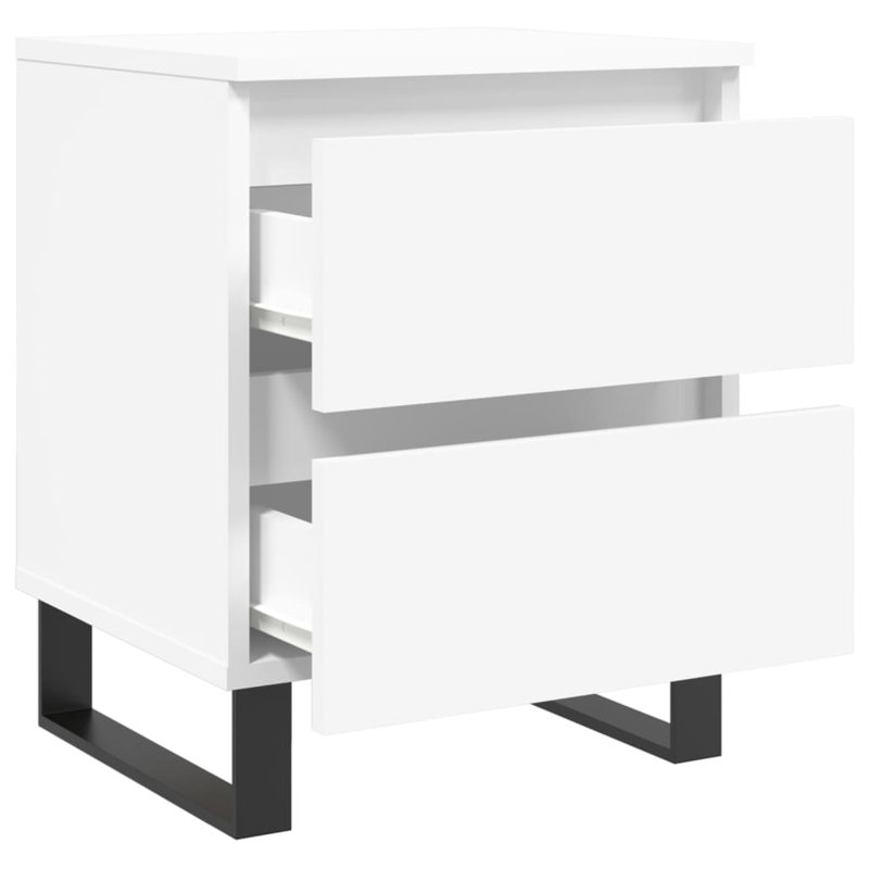 Makram 40cm W Iron Bedside Table, White