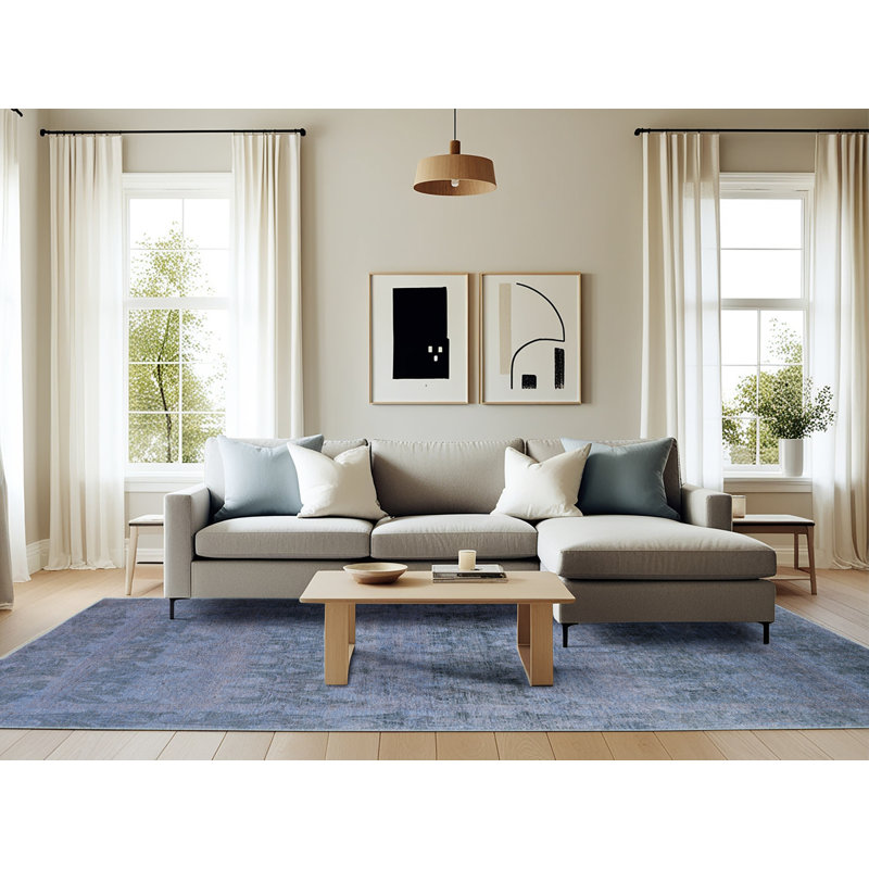 Tapis oriental bleu foncé, Rectangle 6 pi x 9 pi