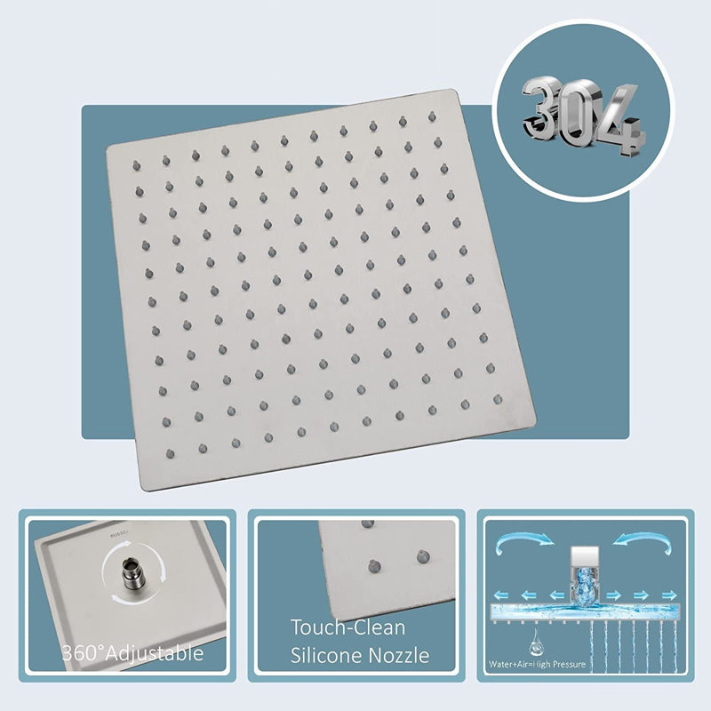 Rain Adjustable Shower Head, Brushed Nickel