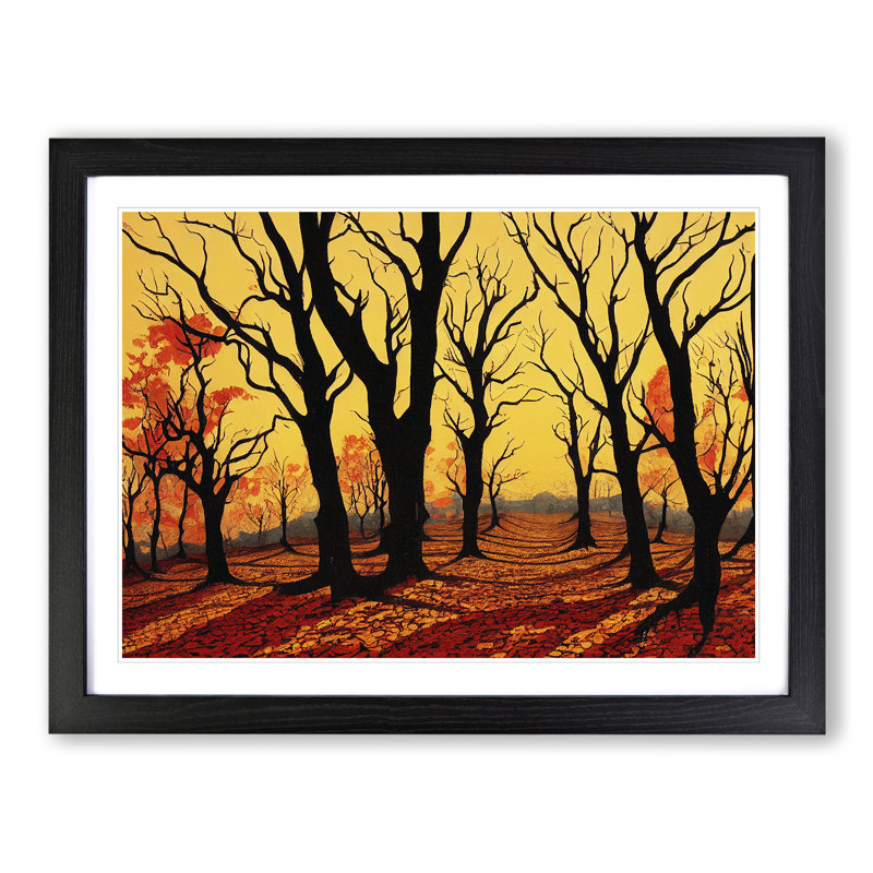 Exclusive Autumn Forest - Single Picture Frame Print, Black, 46cm H x 64cm W x 2cm D