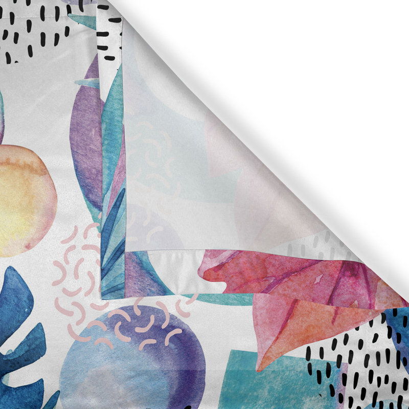 Rideau à œillets Dakota Fields Exotics motif de feuilles d'Hawaï Memphis corail foncé lavande foncé, L 50 po x L 108 po