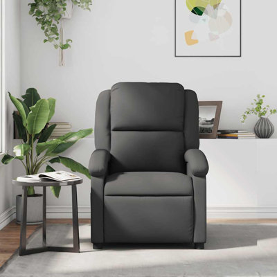 Fauteuil inclinable en cuir véritable gris