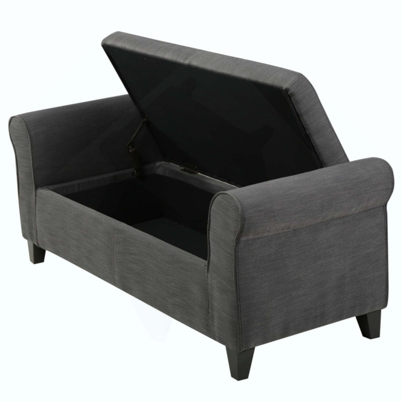 Banc de rangement rembourré Aisyah, Polyester gris