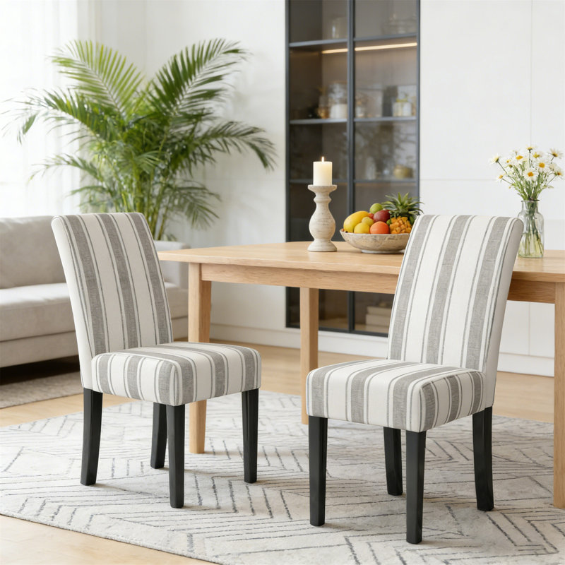 Chaise de salle à manger, ensemble de 2 (table non incluse), Rayure grise