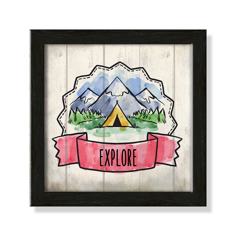 «Adventure is out There 2», art encadré, 8" H x 8" W x 1.18" D, Cadre boîte à grain de bois noir