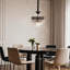Lustre en cristal transparent avec lustre rétro style campagnard avec cadre en fer noir mat