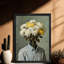 «Black Headless Vintage Headless Man with Blooming Flowers», reproduction d'art encadrée de style surréalisme-478581407