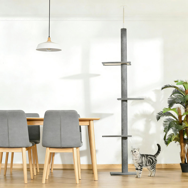 Grand arbre à chat, centre d'activité pour arbre à chat, H 102,33 po x l 10,82 po x L 17,02 po, Gris