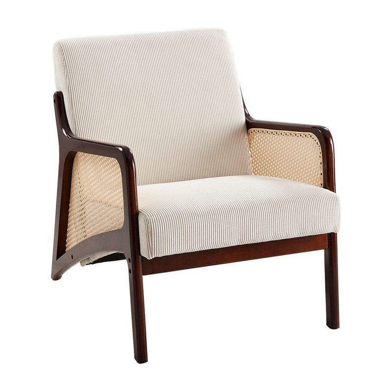 Amariauna Upholstered Corduroy Armchair, Beige