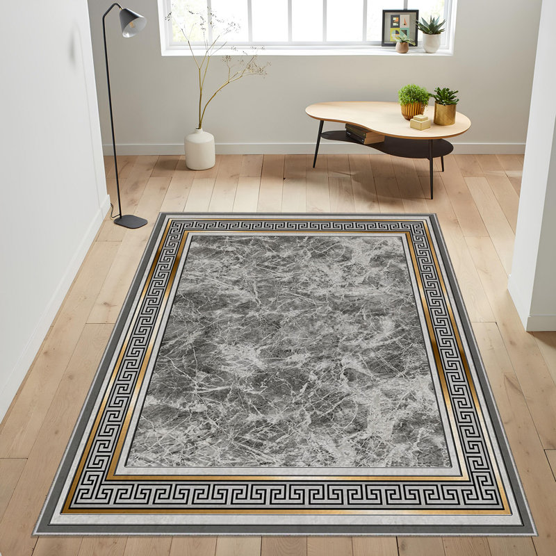 Premium Woven Carpet, 4 ft x 6 ft, 100% Polyester, 740 g/m² | Non-Slip Felt Dot Underside, Machine Washable at 86°F, Low Pile Height: 0.2 in | Digital Print Design, Easy to Clean & Maintain, Ideal for Living Room & Office