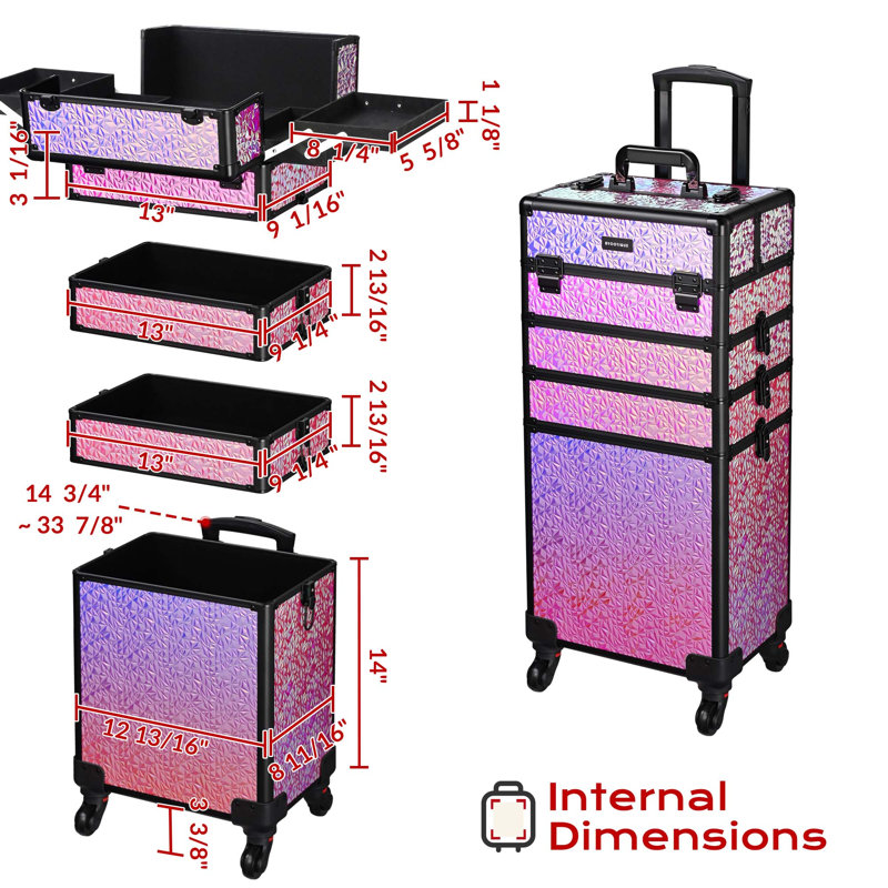 Organisateur de maquillage en aluminium, Sirène rose