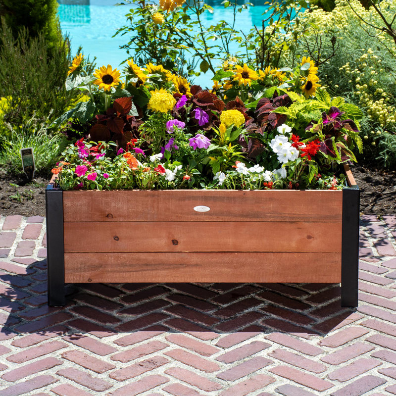 Wood Planter Box, Natural Brown, 15.35" H x 24" W x 37" D