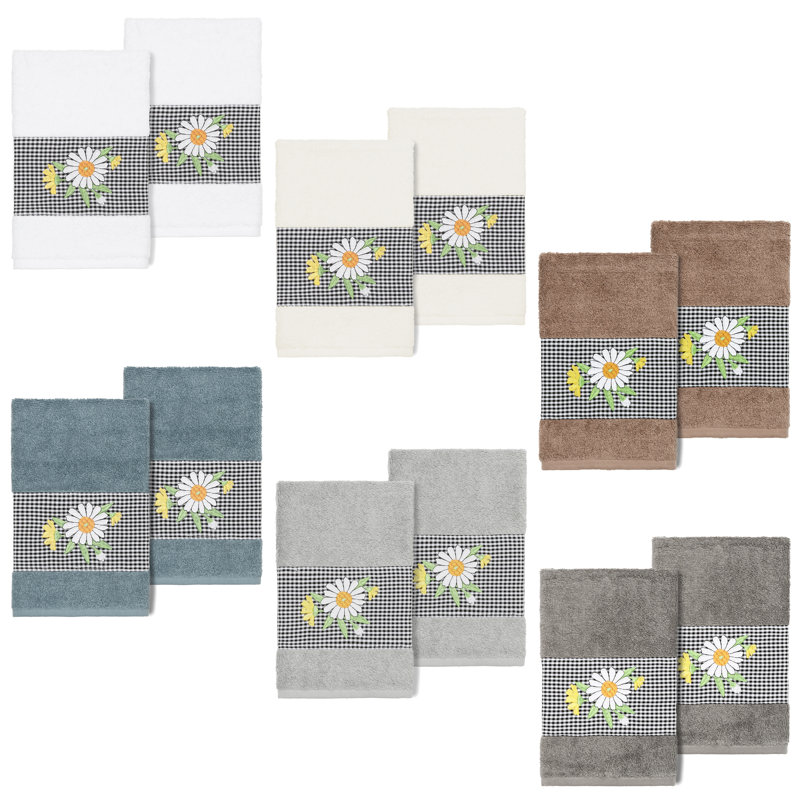 DAISY 100% Turkish Cotton Hand Towel, White