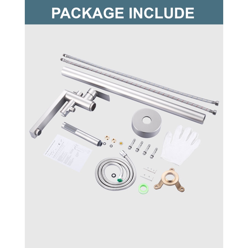 Floor Mount Bathtub Faucet Freestanding Tub Filler Brass Single Handle Bathroom Faucets With Hand Shower, Nickel