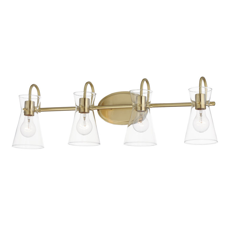 4 - Light Dimmable Vanity Light, Natural Aged Brass