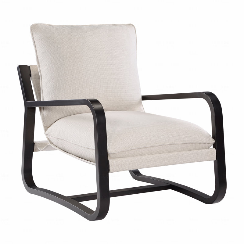 Chaise de salle à manger Blaire revêtue de tissu avoine avec structure en métal, Polyester beige