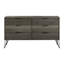Commode en bois massif de style contemporain avec pieds en épingle à cheveux en métal, gris