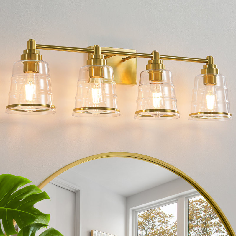 Éclairage de salle de bain à intensité variable pour salle de bain (disponible en quatre tailles), Doré, Clair, 4 lumières