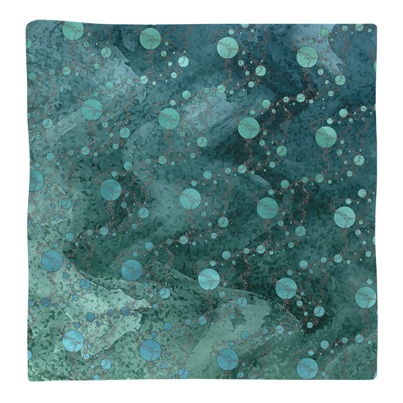 Serviette de coton de planètes stars, H 0,1 po x l 22 po x P 22 po, Vert / Sarcelle, Sergé de coton