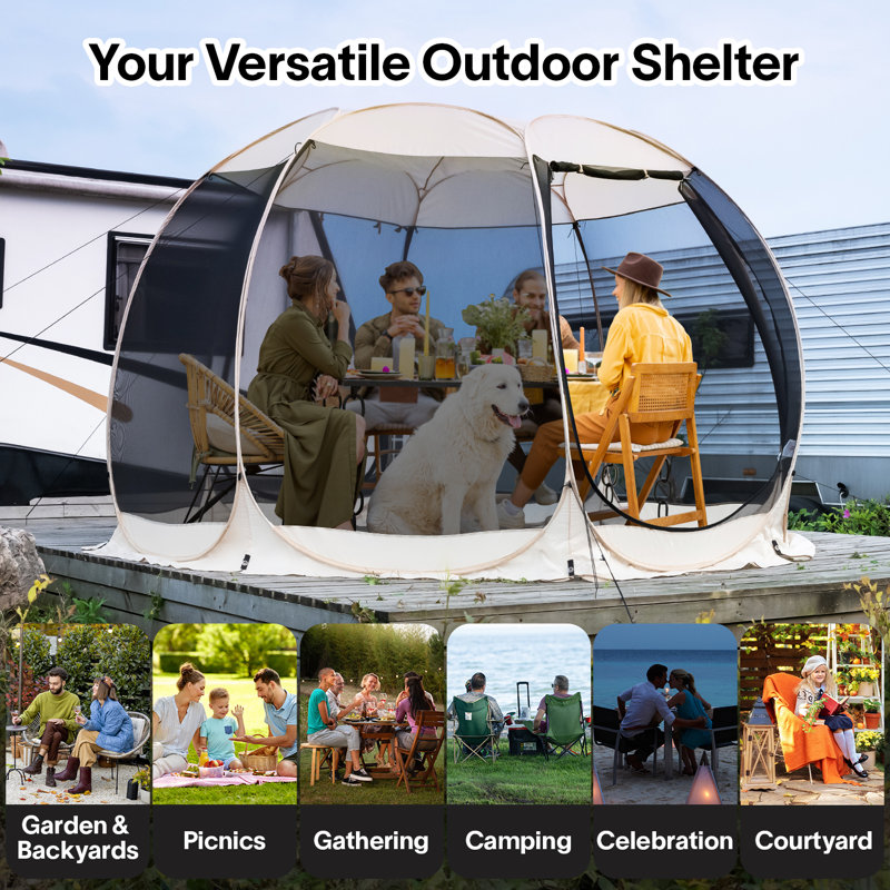 Screen House Tent Pop-Up, Portable Screen Room Canopy Instant Screen Tent with Carry Bag, 90" H x 144" W x 144" D