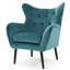 Fauteuil Mid-Century en velours bleu sarcelle avec dossier à boutons et siège à oreilles - Confort et glamour-121074967