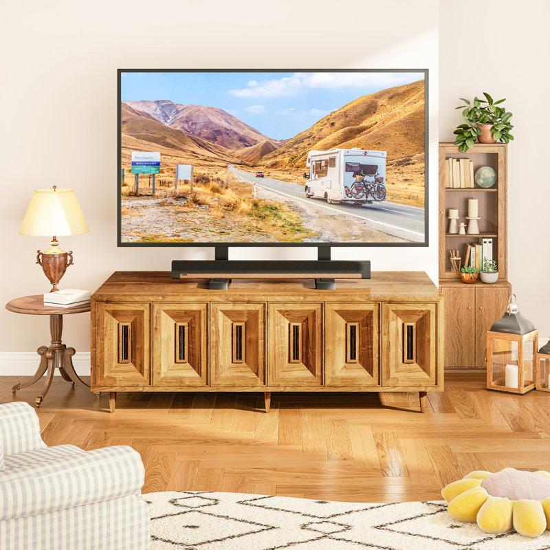 Modern TV Stand with Cable Management, 6-Height Adjustable, Supports 37-86 Inch TVs up to 150lbs