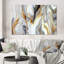 «White and Gold Marble Abstract I», reproduction sur toile 3 pièces-1011212665