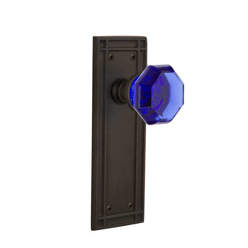 Mission Plate with Waldorf Cobalt Door Knob, 2-3/8”, Oil-Rubbed Bronze