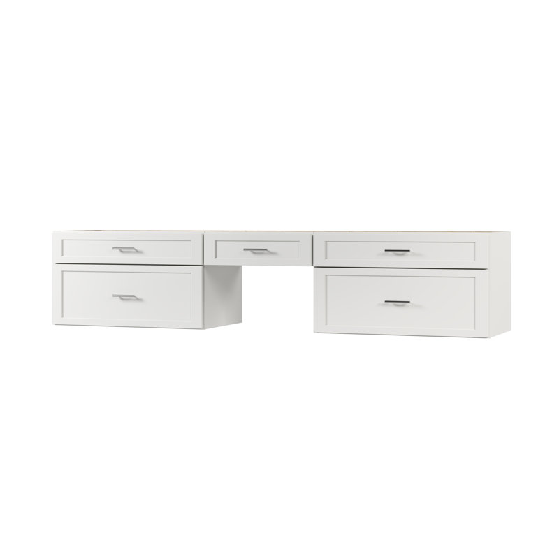 Ensemble de meuble-lavabo mural flottant double 96 po avec bureau Disar, Blanc