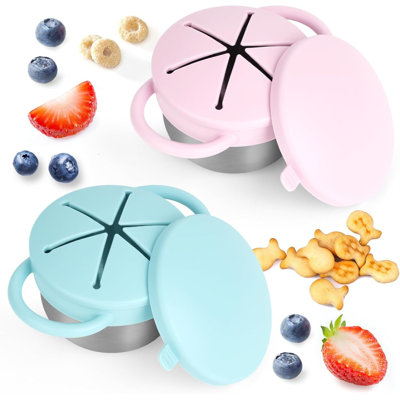 2pcs/Set Snack Cups Baby Feeding Set Stainless Steel Cups