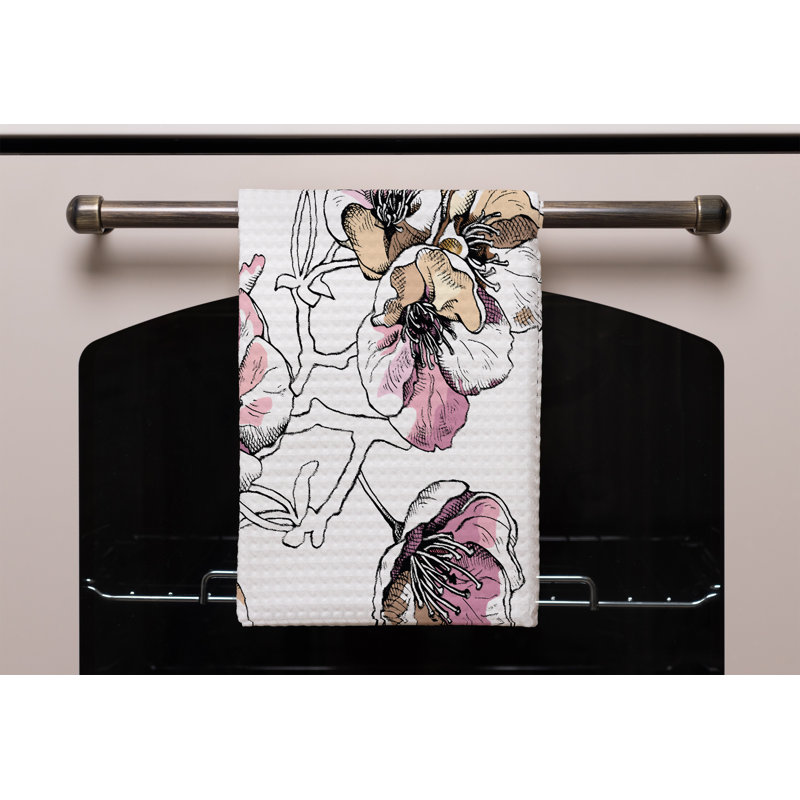 Cotton Floral Waffle Kitchen Towel
