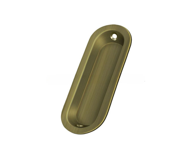 Deltana FP223U5 Flush Pull, Oblong, 3-1/2" x 1-1/4" x 3/8" in Antique Brass, Antique Brass