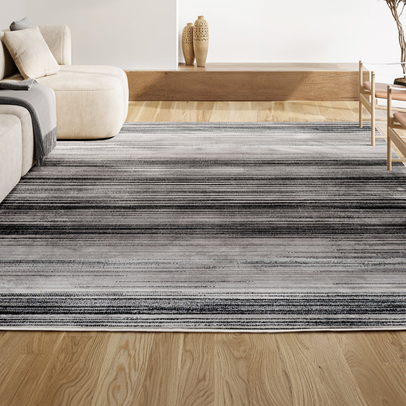 Tapis gris / noir Orellana, Rectangle 2 pi 11 po x 5 pi
