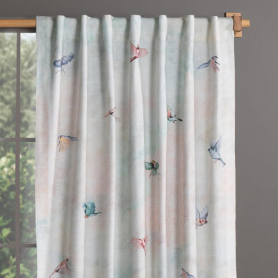 Maison d' Hermine Curtains for Living Room 100% Cotton 84 inch Length One Panel Light Filtering Curtains for Windows with Rod and Loop Pockets Valentines Day Gifts (Flying Birds, 50"W x 84"L)