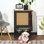 Station d'alimentation cachée pour animaux avec 2 bols surélevés pour chien et armoire de rangement