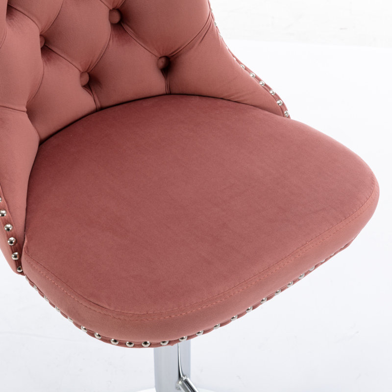 Julias Swivel Upholstered Adjustable Height Counter Stool, Pink/Chrome