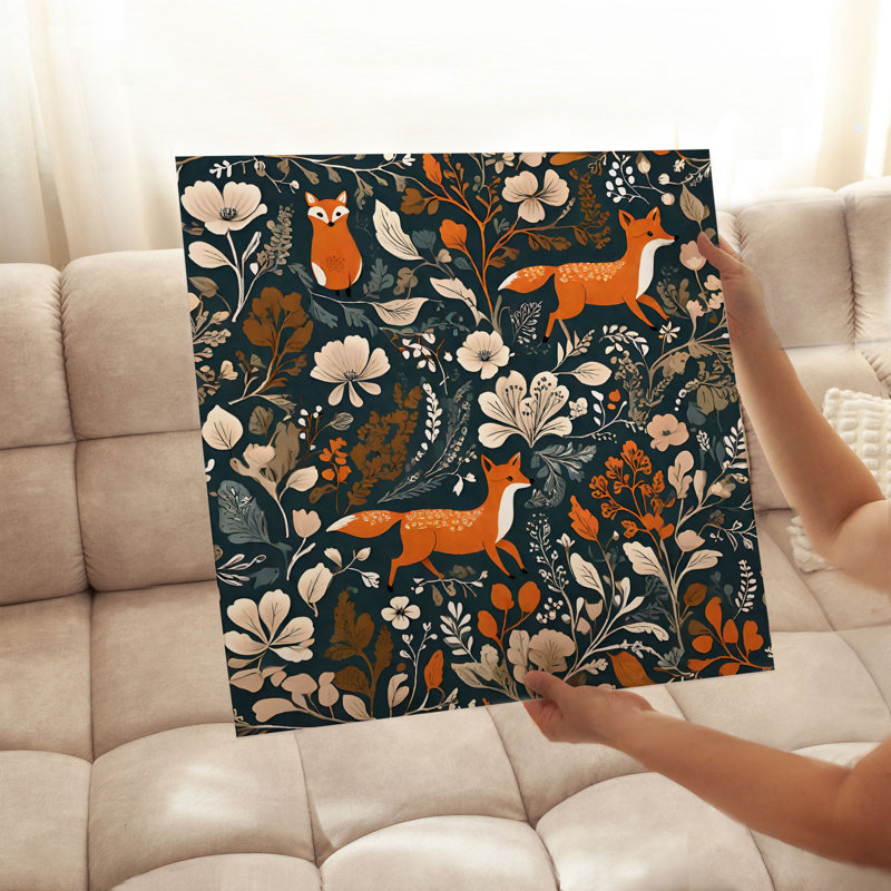Animaux, forêt de renard I, impression d'art scandinave sans cadre, H 12 po x l 12 po