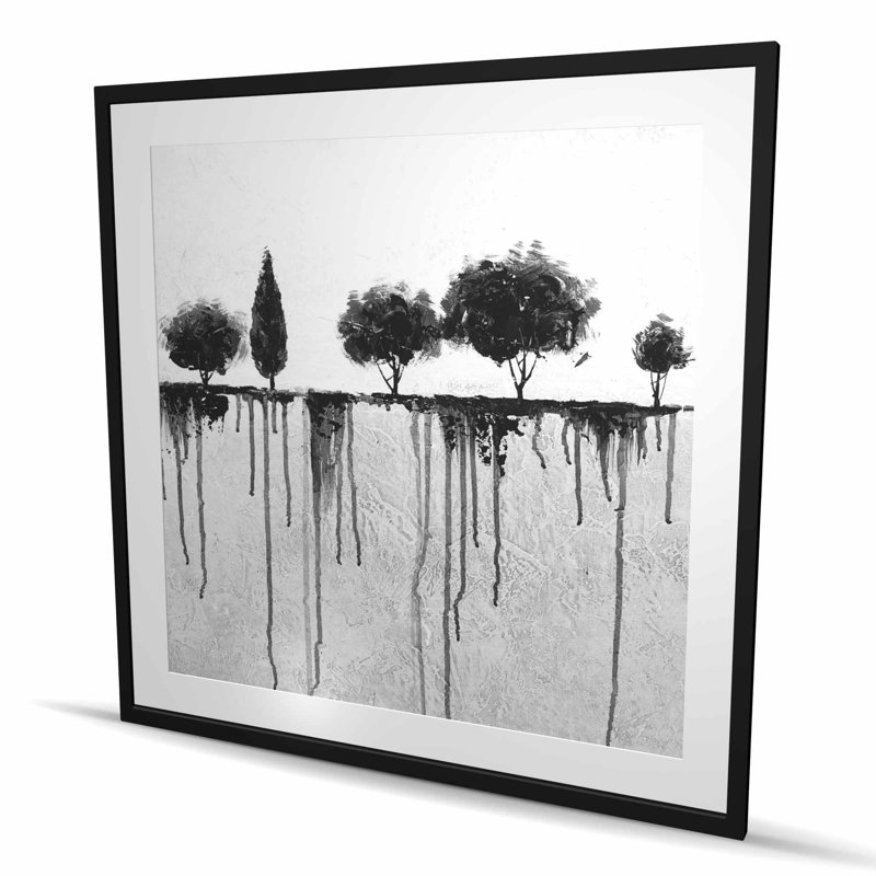 Ink Bleeding Trees - Bedroom White Framed Matted Print Decor