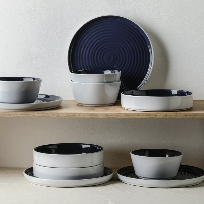 Stone Lain Elica 24-Piece Dinnerware Set Stoneware, Navy