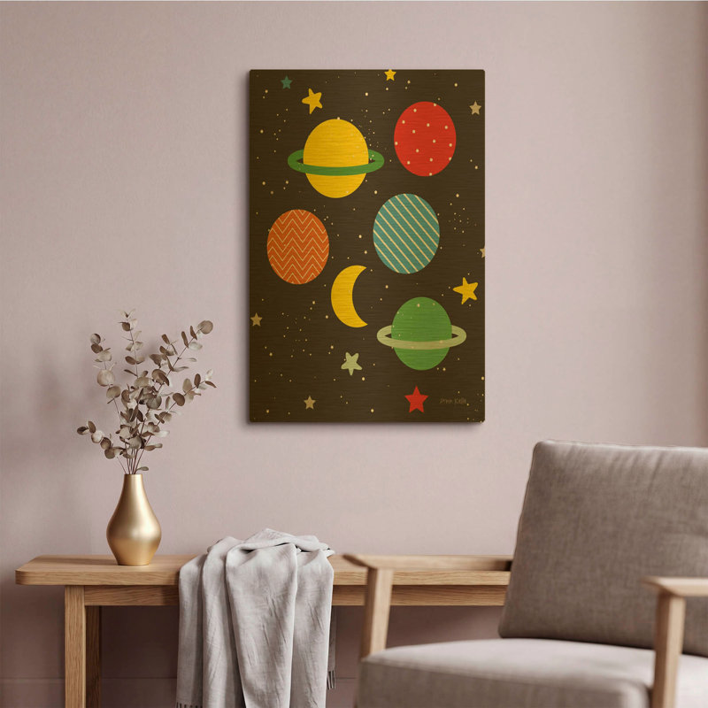 «Outer Space» par Ann Kelle, art mural en métal doré, 16 po x 24 po, 16 po x 24 po