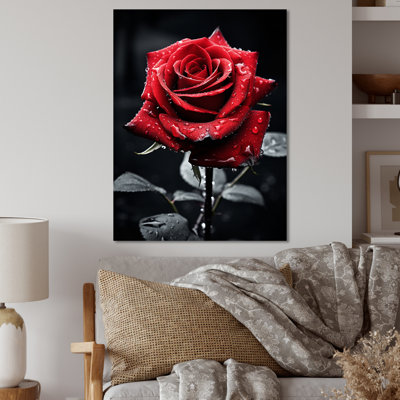 Décoration murale en métal rouge et rose rouge Elegance II