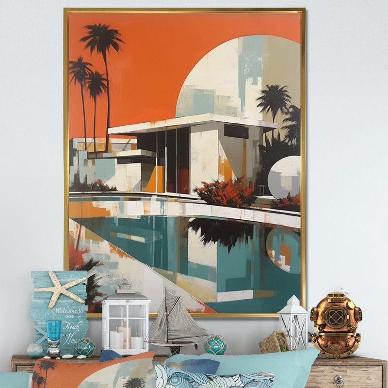 White And Orange Metropolitan Marvels " White And Orange Metropolitan Marvels ", 32" H x 24" W x 1" D, Gold Floater Framed