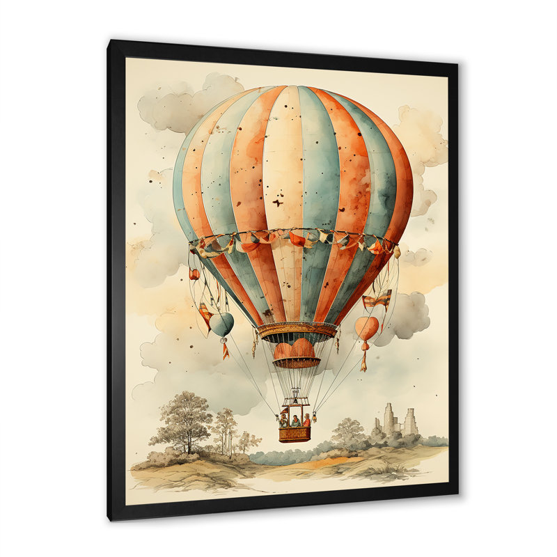 Décoration classique ballon à air chaud I - décoration murale montgolfière, Cadre photo noir, H 44 po x l 34 po x P 1,5 po