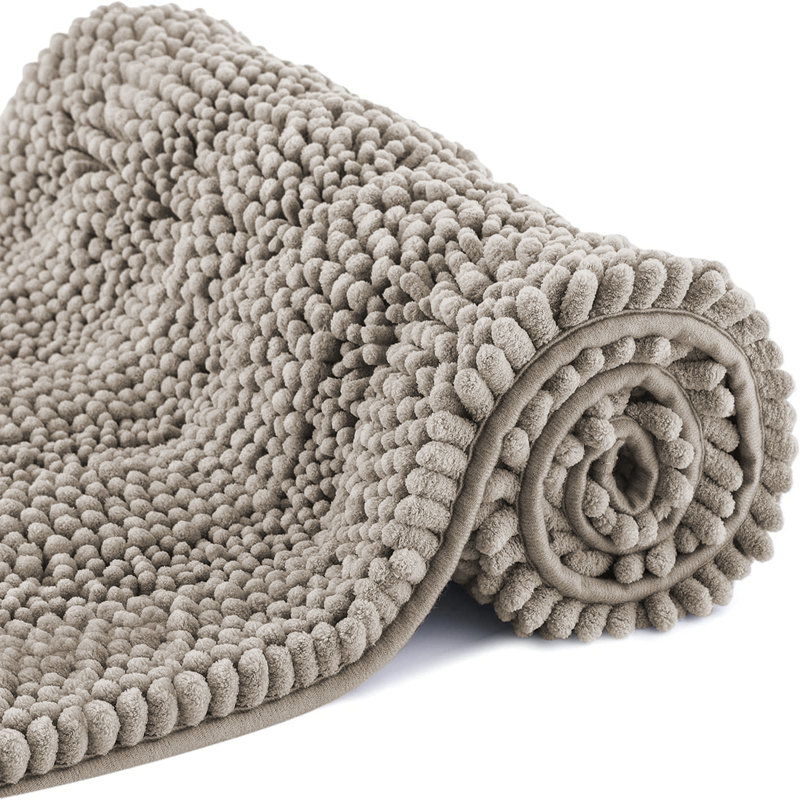 Chenille Non-Slip Non-Slip Bath Mat, 50cm Width X 80cm Length, Silver