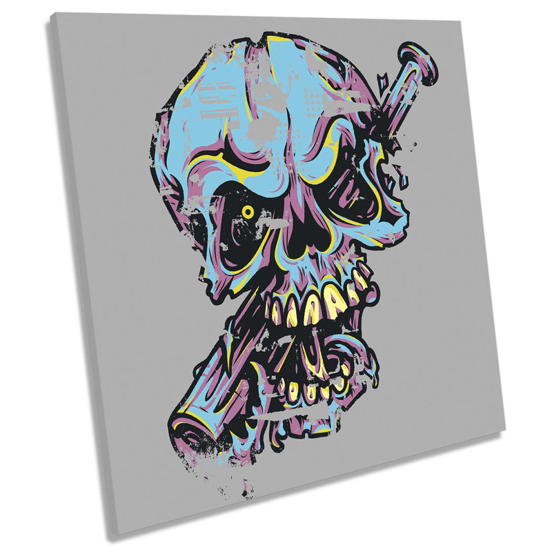X8744 Skull Baseball Bat - Wrapped Canvas Print, 76.2cm H x 76.2cm W x 4cm D
