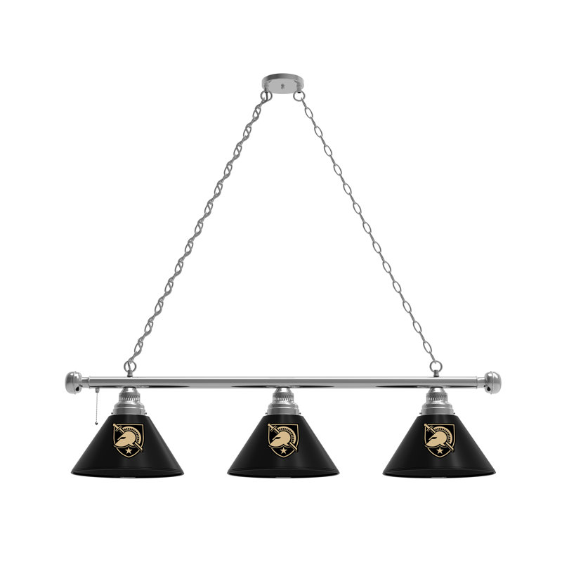 3 - Light Pool Table Lights Pendant, Chrome, Army Black Knights